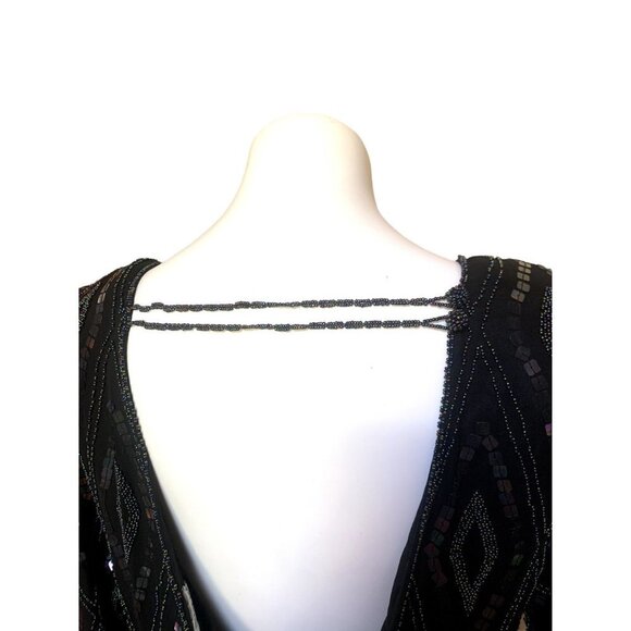 Vintage 90s Beaded Silk Dress Evening Gown Medium - Picture 9 of 11